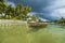 Traditional sampan in the fishing village of Bintan island