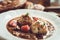 Traditional Scandinavian Venison Stew with Bacon and Onion Dumplings