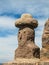 Traditional sculpture of a man`s bust on Taquile Island, in lake Titicaca