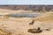 Traditional sea salt farming in square pools at Angola`s coast