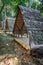 Traditional shelter with thatched roof in the middle of bamboo forest at Hutan Bambu Wanadesa, Balikpapan