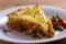 Traditional shepherd pie - popular dish in Ireland. Beef meat, mashed potato, cheese, carrot, onion and green peas casserole.