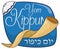 Traditional Shofar Horn and Kippah to Celebrate Yom Kippur, Vector Illustration