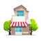 Traditional shop building in the village cartoon vector illustration