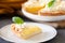 Traditional shortcrust pastry lemon tart with citrus custard and