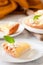 Traditional shortcrust pastry lemon tart with citrus custard and