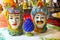 Traditional Sicilian ceramics representing the couple of Moor`s heads and the pine cone