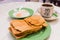 Traditional Singapore Breakfast called Kaya Toast, Crispy Bread