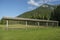 Traditional slovenian hayrack Kozolec. Wooden construction for drying hay