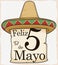 Traditional Sombrero for Mexican Cinco de Mayo Celebration, Vector Illustration