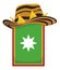 Traditional Sombrero vueltiao with crown parts over Barranquilla`s flag, Vector illustration