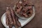 Traditional South African dry wors and Biltong