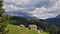 Traditional south tyrolean farm in front of Catinaccio mountain