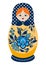 Traditional souvenir Russian floral folk matryoshka doll, Gorodets painting stylization. Birds and flowers, matryoshka babushka.