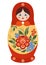 Traditional souvenir Russian floral folk matryoshka doll, Gorodets painting stylization. Birds and flowers, matryoshka babushka.