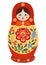 Traditional souvenir Russian floral folk matryoshka doll, Gorodets painting stylization. Birds and flowers, matryoshka babushka.