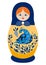 Traditional souvenir Russian floral folk matryoshka doll, Gorodets painting stylization. Birds and flowers, matryoshka babushka.