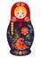 Traditional souvenir Russian floral folk matryoshka doll, Gorodets painting stylization. Birds and flowers, matryoshka babushka.