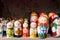Traditional souvenirs from Russia - nesting dolls, also known as matryoshka, babushka, stacking dolls, or Russian dolls