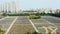 Traditional soy sauce factory, aerial view of the fermented field with numbers of earthen jars on the ground