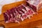 Traditional Spanish delicacy lacon curado - jerky pork ham