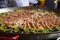 Traditional spanish paella with seafood and pork. Prepared.