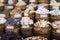 Traditional spices bazaar with herbs and spices in Egypt. Selective Focus