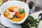 Traditional spicy Thai Tom Yam soup