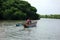 Traditional Sri Lankan Fisherman in Pontoon Canoe