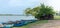 Traditional Sri Lankan Oruwa fishing boats lined in lakeshore