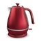 Traditional stainless steel stovetop kettle isolated on white background.