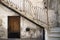 Traditional stair entrance with broken handle of Lebanese house in Tyre, Lebanon