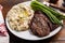 Traditional steak and mashed potatoes