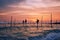 Traditional stilt fishing in Sri Lanka