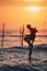 Traditional stilt fishing in Sri Lanka