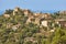 Traditional stone houses and tramuntana mountains in Deia. Balearic islands