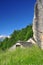 Traditional stone mountain architecture. Alpine house