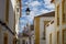 Traditional street view of Evora city in Portugal during the daytime