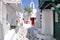 Traditional street view on the island of Mykonos.