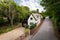 Traditional Suffolk cottage england on narrow lane