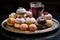 traditional sufganiyot selection on clear glass tray