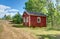 Traditional Swedish cabin painted in red color