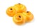 Traditional Swedish and scandinavian Christmas saffron buns Lussekatter, isolated on a white background, horizontal