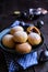 Traditional sweet baked buns filled with plum marmalade