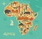 Traditional symbols of Africa in the form of a stilized map