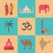 Traditional symbols of India. Flat icon