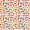 Traditional symbols of India seamless pattern on white background.