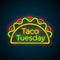 Traditional taco tuesday meal neon light sign