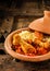 Traditional Tajine Dish with Chicken and Couscous