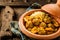 Traditional Tajine Dish of Meatballs and Couscous